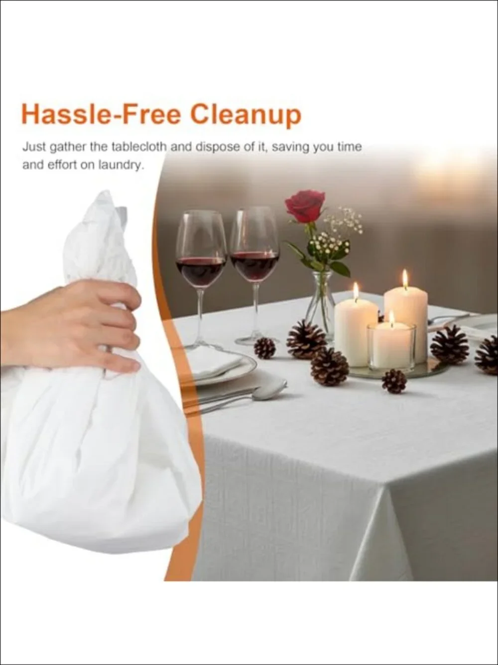 15 Pack Disposable Paper Tablecloths 3 Ply Plastic Backing 55x108 Rectangle